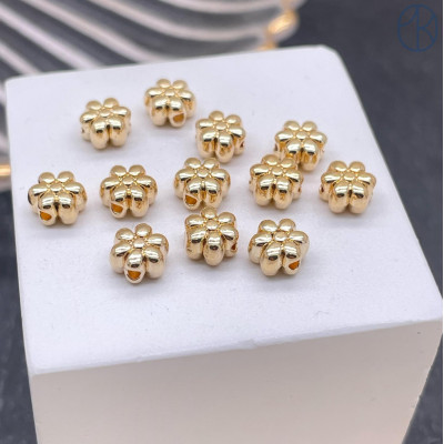 Бусина цветок, цвет золото 5 мм 