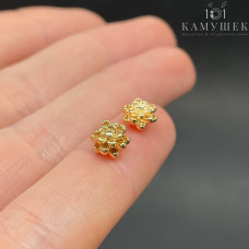 Бусина цветок, цвет золото 6 мм