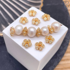 Бусина цветок, цвет золото 7 мм 