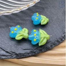 Бусина, цветок голубой 20 мм