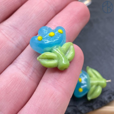 Бусина, цветок голубой 20 мм