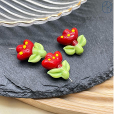 Бусина цветок красный 20 мм