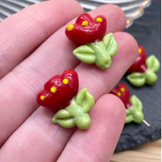 Бусина цветок красный 20 мм