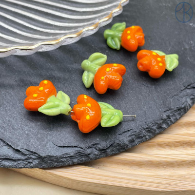 Бусина, цветок оранжевый 20 мм