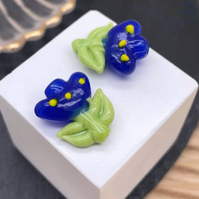 Бусина цветок синий 20 мм