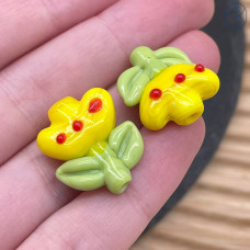 Бусина цветок желтый 20 мм