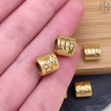 Бусина Дева сталь, цвет золото 9 мм