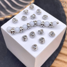 Бусина двойная, цвет серебро 8 мм 