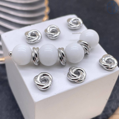 Бусина двойная, цвет серебро 8 мм 