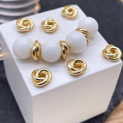 Бусина двойная, цвет золото 8 мм 