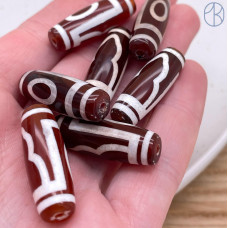 Бусина Дзи 1 глаз и гора коричнево-белый бочонок 30х11 мм