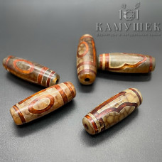 Бусина Дзи 1 глаз и гора серо-коричневый бочонок 30х11мм