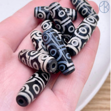 Бусина Дзи 10 глаз черно-белый бочонок 30*11 мм