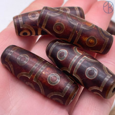 Бусина Дзи 10 глаз черно-белый бочонок 40х14 мм