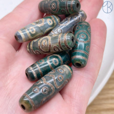 Бусина Дзи 11 глаз черно-белый бочонок 30*11 мм