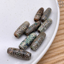 Бусина Дзи 12 глаз черно-белый бочонок 30х11 мм