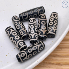 Бусина Дзи 18 глаз черно-белый бочонок 30*11 мм