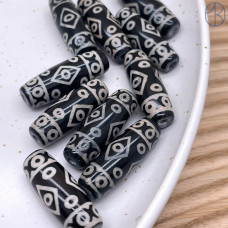 Бусина Дзи 19 глаз черно-белый бочонок 30х11 мм