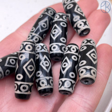 Бусина Дзи 19 глаз черно-белый бочонок 30х11 мм