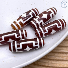 Бусина Дзи 2 бриллианта (две звезды) светло-коричневый бочонок 40х14 мм 