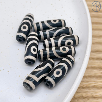 Бусина Дзи 2 глаза черно-белый бочонок 30х11 мм
