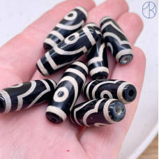 Бусина Дзи 2 глаза черно-белый бочонок 30х11 мм