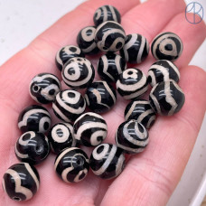 Бусина Дзи 2 глаза черно-белый бочонок уп. 5шт 10 мм