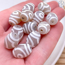 Бусина Дзи 2 глаза серо-коричневый бочонок уп. 5шт 15х12 мм