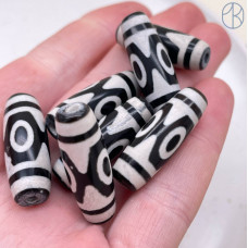 Бусина Дзи 3 глаза черно-белый бочонок №1 30х11 мм