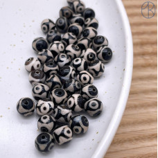 Бусина Дзи 3 глаза черно-белый шар уп.5 шт 8 мм