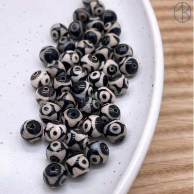 Бусина Дзи 3 глаза черно-белый шар уп.5 шт 8 мм