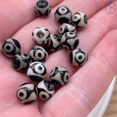 Бусина Дзи 3 глаза черно-белый шар уп.5 шт 8 мм