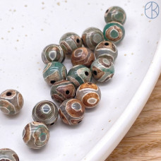 Бусина Дзи 3 глаза серо-зеленый шар уп. 5шт 8 мм