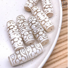 Бусина Дзи 36 глаз бело-серый 40х14 мм 