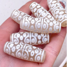 Бусина Дзи 36 глаз бело-серый 40х14 мм 