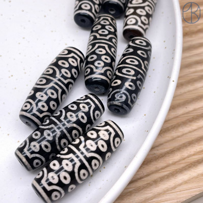 Бусина Дзи 36 глаз черно-белый 40х14 мм 