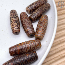 Бусина Дзи 36 глаз серо-коричневый 40х14 мм 