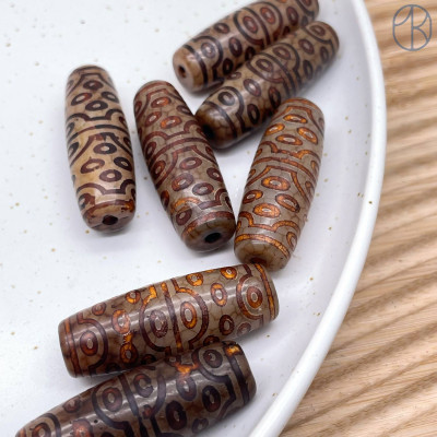 Бусина Дзи 36 глаз серо-коричневый 40х14 мм 