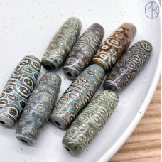 Бусина Дзи 36 глаз серо-зеленый 40х14 мм 