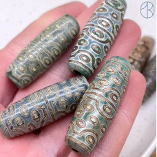 Бусина Дзи 36 глаз серо-зеленый 40х14 мм 