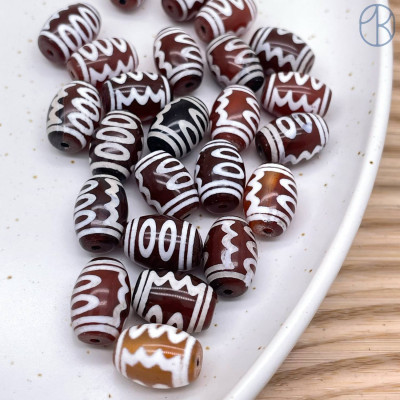 Бусина Дзи 5 глаз коричнево-белый шар уп. 5шт 14х10 мм