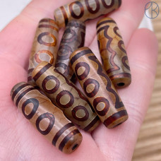 Бусина Дзи 5 глаз серо-коричневый бочонок 30х11 мм