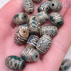 Бусина Дзи 5 глаз серо-зеленый шар уп. 5шт 14х10 мм