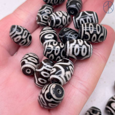 Бусина Дзи 7 глаз черно-белый шар уп. 5шт 14х10 мм