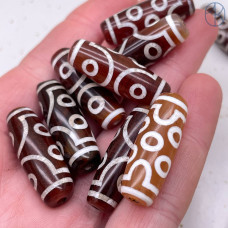 Бусина Дзи 7 глаз серо-коричневый бочонок 30х11 мм