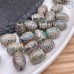 Бусина Дзи 8 глаз серо-зеленый бочонок уп. 5 шт. 14х10 мм