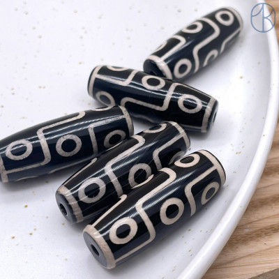 Бусина Дзи 9 глаз черно-белый 40х14 мм 