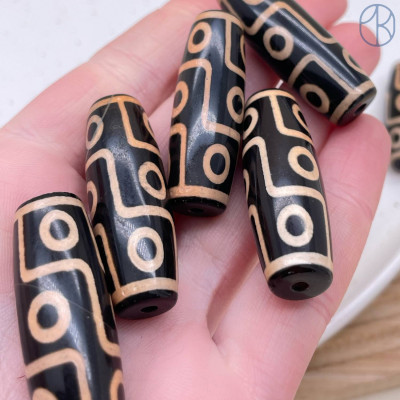 Бусина Дзи 9 глаз черно-коричневый бочонок 40х14 мм 