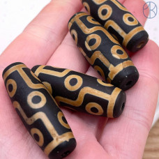 Бусина Дзи 9 глаз черно-коричневый бочонок 40х14 мм 