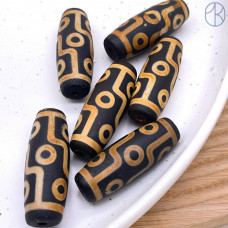 Бусина Дзи 9 глаз черно-коричневый бочонок 40х14 мм 